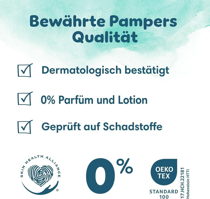 Pampers Baby Windeln Größe 6 (13+Kg) Harmonie, MONATSBOX, Sanfter Hautschutz Und Pflanzenbasierte Inhaltsstoffe, 144 Stück