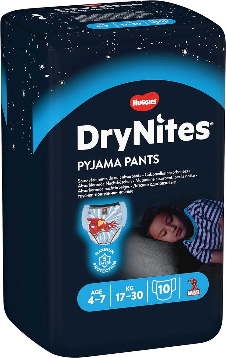 HUGGIES Drynites scutece de noapte, pentru băieți 4-7 ani (17-30 kg), 30 bucăți