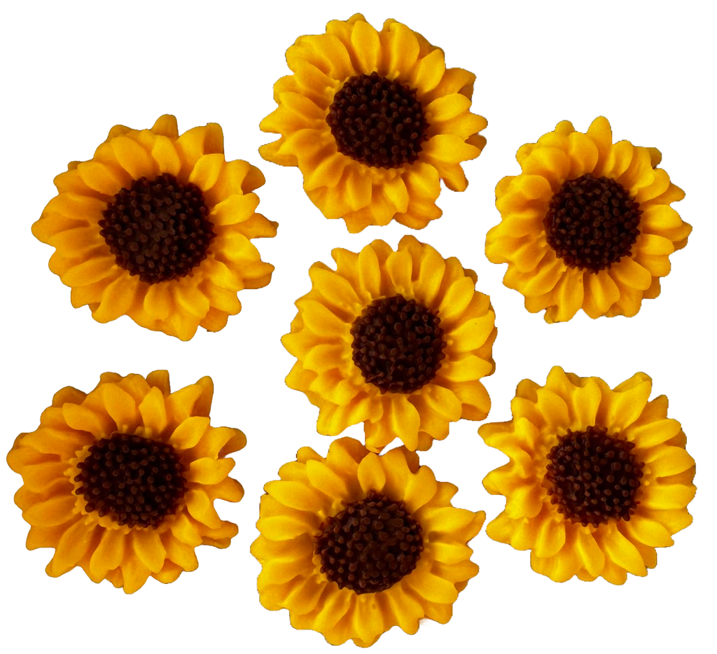 Lot de 7 décorations comestibles en sucre, Tournesol