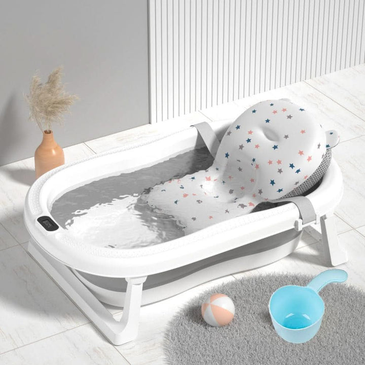 Einesin Groß XXL Faltbare Baby Badewanne Mit Integriertem Thermometer, Baby Wanne Inkl. Badewanneneinsatz Baby, Baby-Haarwaschbecher, Babybadewanne Faltbar Für Babys 0-6 Jahre, Blau