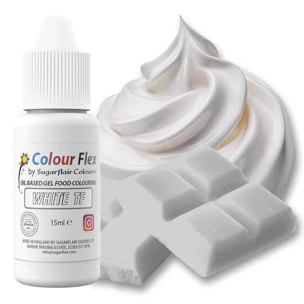 Sugarflair Colourflex Lebensmittelfarbe Auf Ölbasis White, Flüssige Lebensmittel Farbe Hochkonzentriert, Food Coloring Für Buttercreme, Schokolade, Teige, Fondant, Zuckerguss Und Mehr - 15 Ml