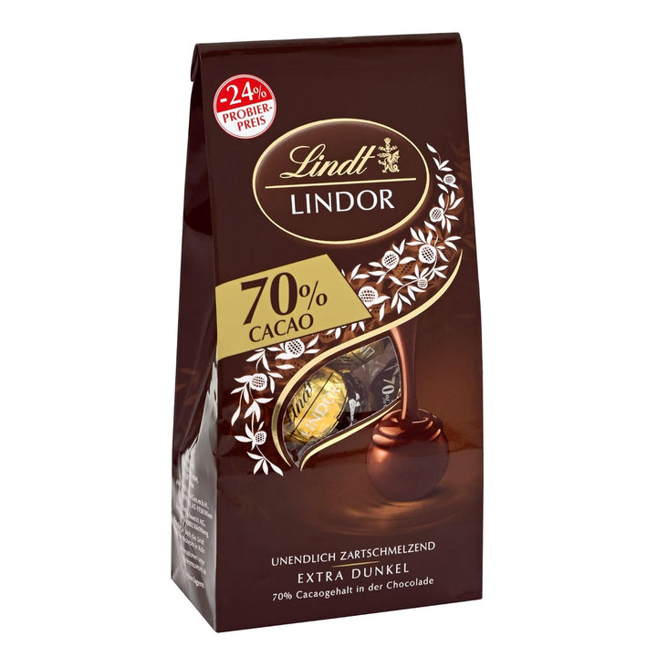 Lindt Schokolade LINDOR Kugeln Double Chocolate, Promotion | 137 G Beutel | Circa 10 Kugeln Vollmilchschokolade Mit Zartschmelzender Füllung | Pralinen-Geschenk | Schokoladen-Geschenk