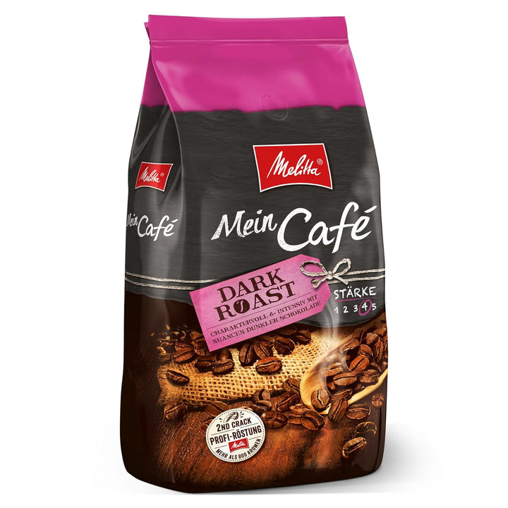 Melitta Mein Café Medium Roast, Ganze Kaffee-Bohnen, Ungemahlen, Kaffeebohnen Für Kaffee-Vollautomat, Mittlere Röstung, Stärke 3