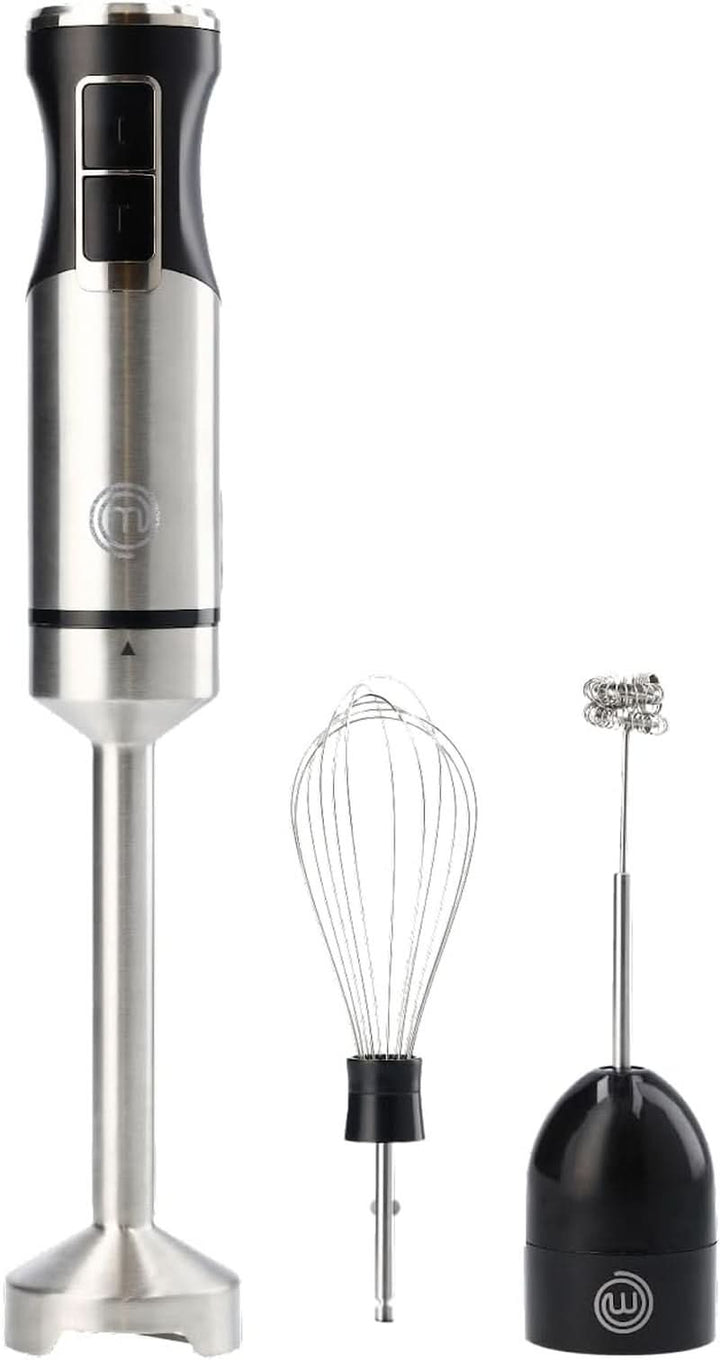 Masterchef Stabmixer, Pürierstab Mit Spritzschutz, Zauberstab Küchengerät, Elektrische Mixstab Hand Blender Mit 2 Geschwindigkeiten, Eintauchfunktion, Spülmaschinenfeste Komponenten, 200W, Schwarz