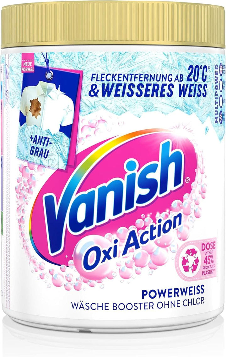 Vanish Oxi Action Powerwhite Powder - 1 X 1,125 Kg - pudră de îndepărtare a petelor și de îmbunătățire a rufelor fără clor - pentru rufe albe