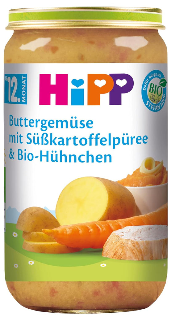 Legume Hipp Butter cu piure de cartofi dulci și pui bio, pachet de 6 (6 X 250 G)