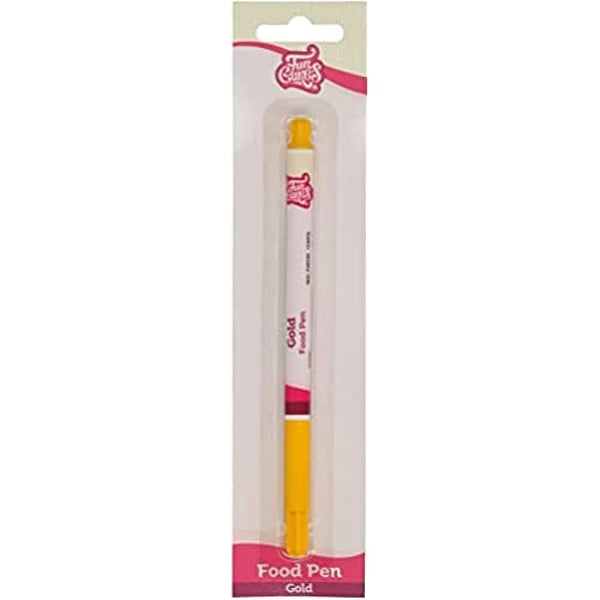 Funcakes Food Pen Gold: Lebensmittelfarbe Stifte, Flexible Spitze Für Dicke Und Dünne Linien, Essbarer Stift Für Kekse , Kuchen, Fondant Und Mehr, Ideal Zum Personalisieren, Halal-Zertifiziert