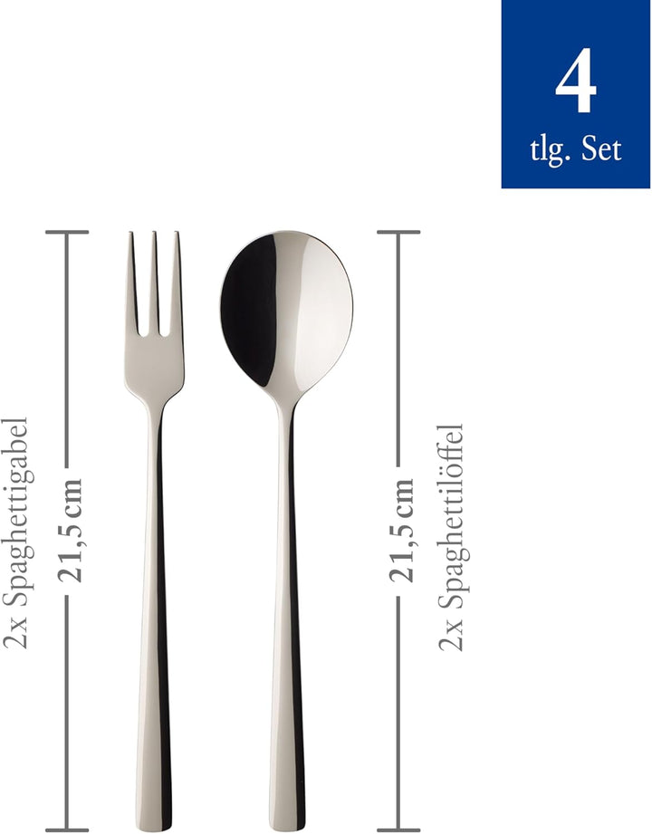 Villeroy & Boch – Daily Line Specials Spaghetti Besteck Set 4 Teilig Spülmaschinenfest, Pastabesteck, Mit Spaghettigabel / Nudelgabel Und Spaghettilöffel / Nudellöffel, Gabel Und Löffel, Edelstahl