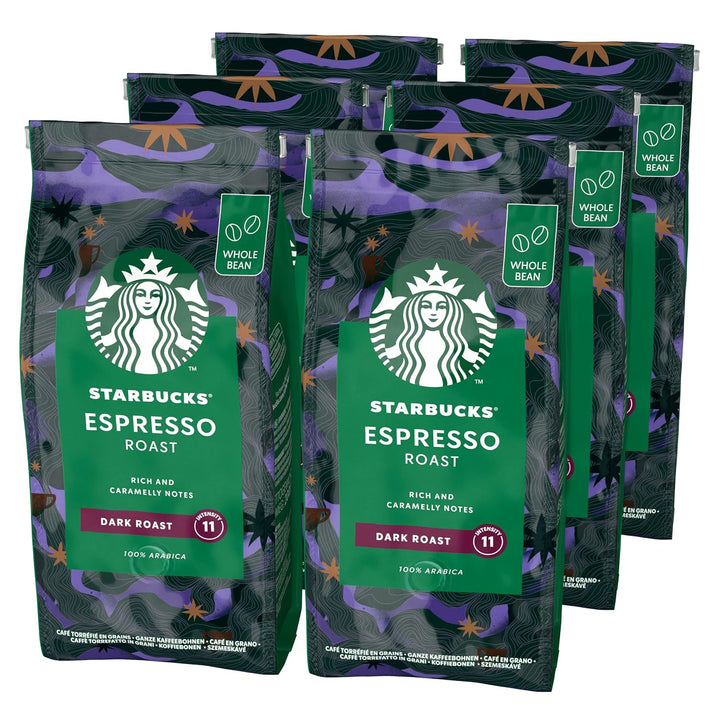 STARBUCKS Espresso Roast, Dunkle Röstung, Ganze Kaffeebohnen 200G (6Er Pack)