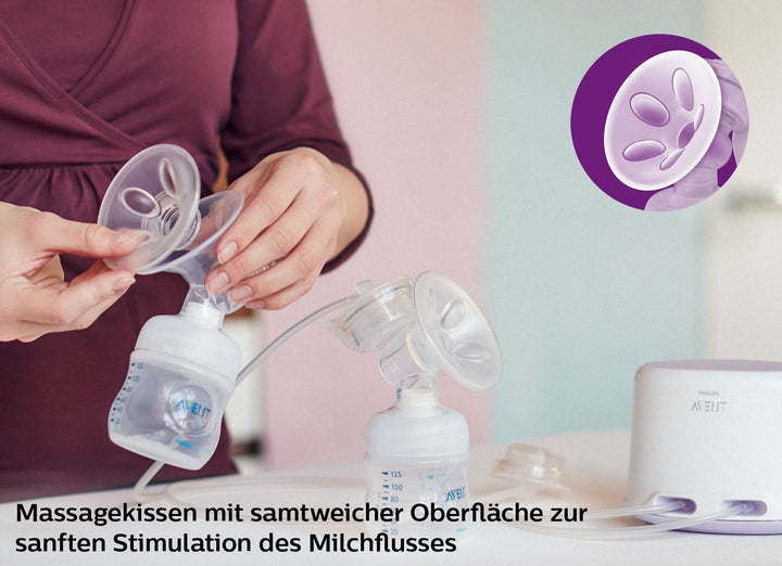 Philips Avent SCF334/02 Elektrische Doppel-Milchpumpe Für Mehr Milch Auf Natürliche Weise, Mit 2 Naturnah-Flaschen