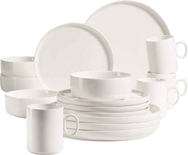 MÄSER 931617 Serie Finaro Geschirr Set Für 4 Personen in Gastronomie-Qualität, Skandinavisches Design, 16-Teiliges Kombiservice, Weiß, Durable Porzellan