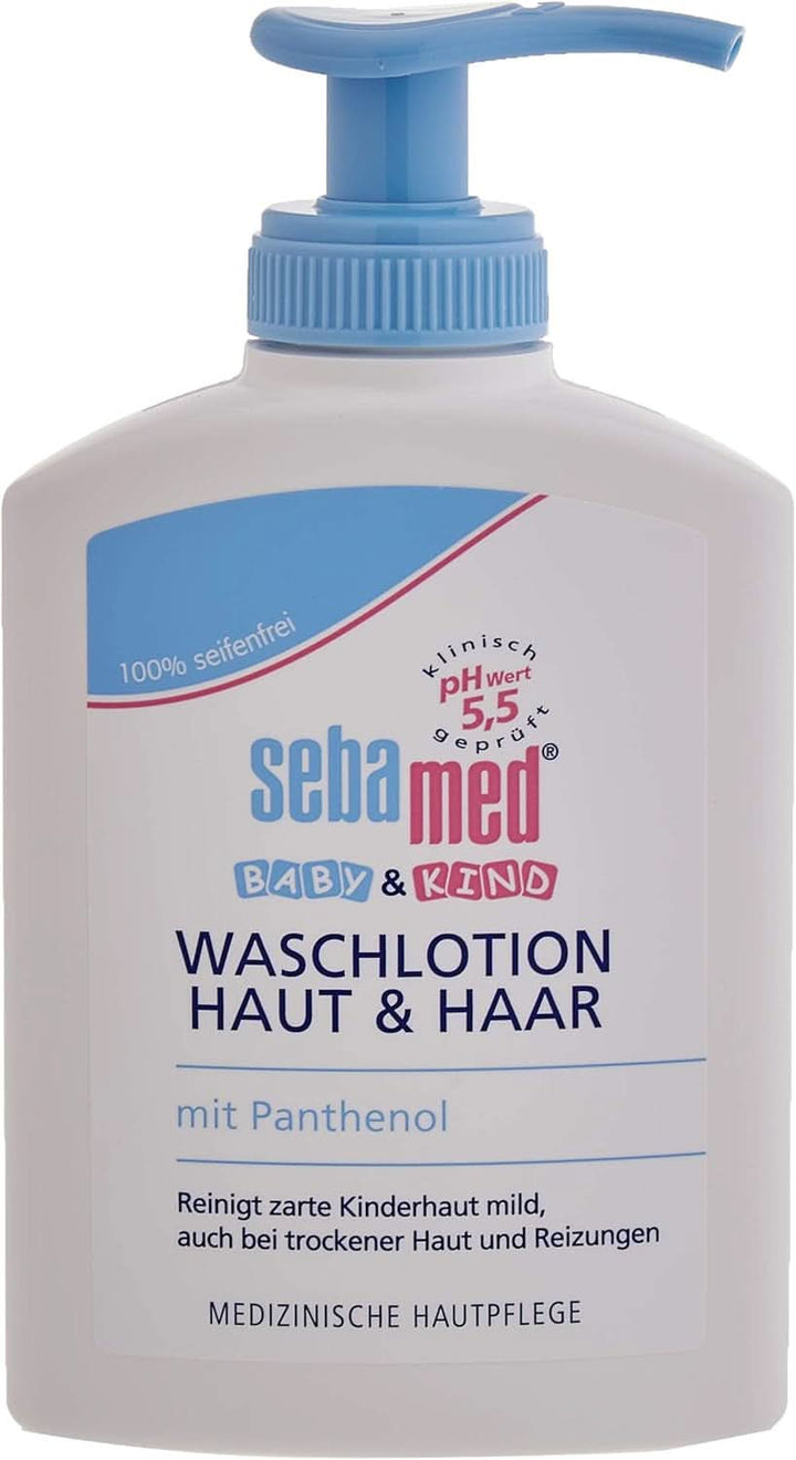 Sebamed Baby Und Kind Waschlotion Haut Und Haar Shampoo 3Er Vorteilspack, Reinigt Zarte Kinderhaut Mild, Auch Bei Trockener Haut Und Reizungen, Shampoo Und Duschgel, 200 Ml (3Er Pack)