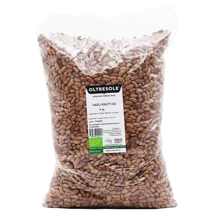 , Bio Borlotti Bohnen 5 Kg, Getrocknete Bio Hülsenfrüchte Aus Kontrolliertem Anbau, Ideal Für Salate, Suppen Und Beilagen, Convenience Größe