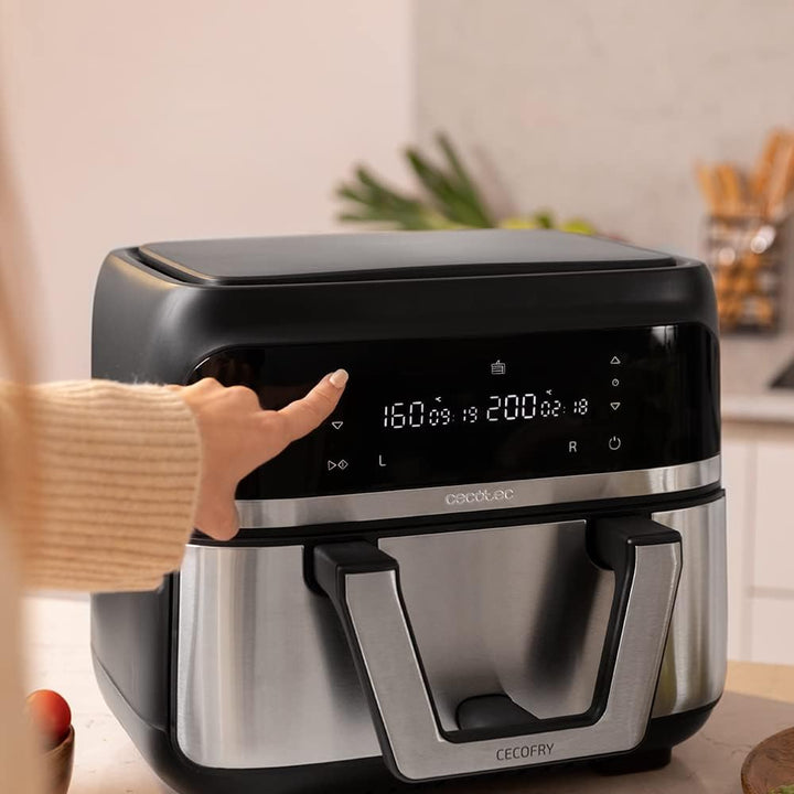 Cecotec Heißluftfritteuse 9 L Cecofry Advance Double. 2850 W, Kompakte, Digitale Und Ölfreie Diätfritteuse, Zwei Körben Mit Doppelter Temperatur Und Perfectcook-Technologie