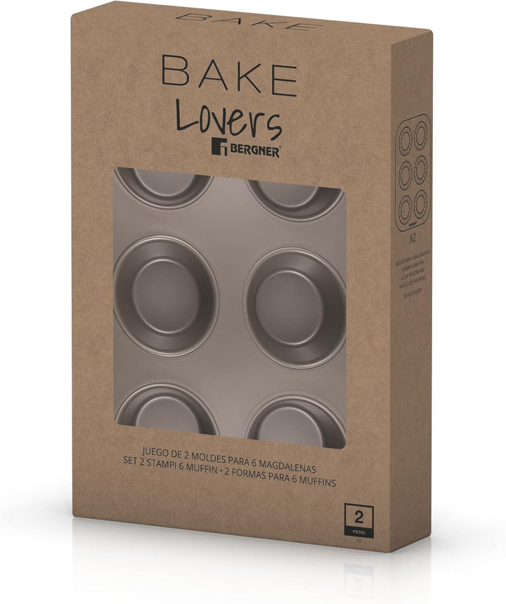 BERGNER BAKING LOVERS - Set Von 2 X 6 Cup Muffinformen - Kohlenstoffstahl Mit Ilag Essential, PFOA Frei, Leicht Zu Reinigen