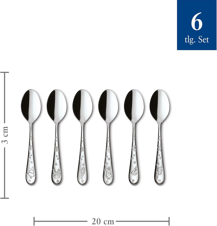 Villeroy & Boch – Toy'S Delight Kaffeelöffel Set 6 Teilig Silber Platin, Spülmaschinenfest, Kaffeelöffel Besteck Set Rostfrei, Besteckset Kleine Löffel, Edelstahl