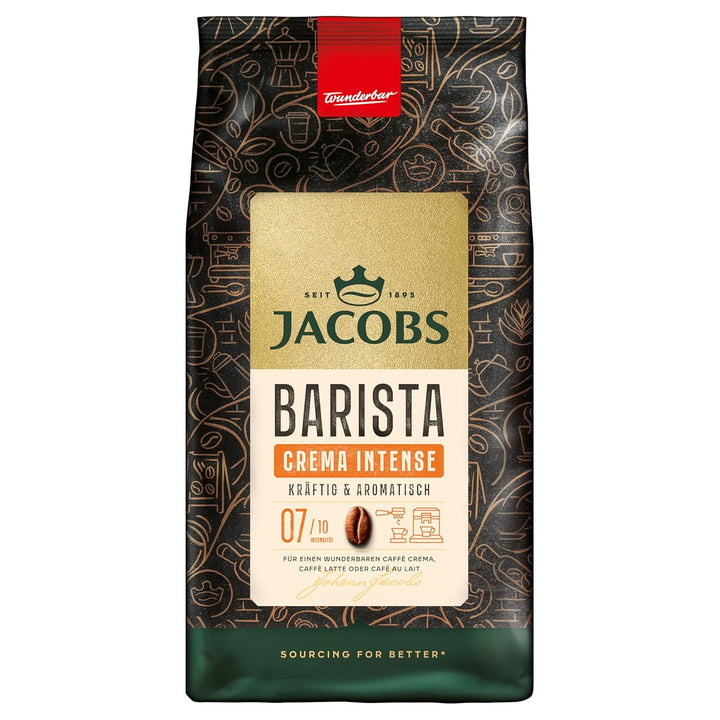 Jacobs Barista Crema Intense Kaffeebohnen 1Kg – Intensiv, Dunkle Schokolade & Pekannüssen, Arabica & Robusta Bohnen, Intensität 7/10, Ideal Für Café Crema