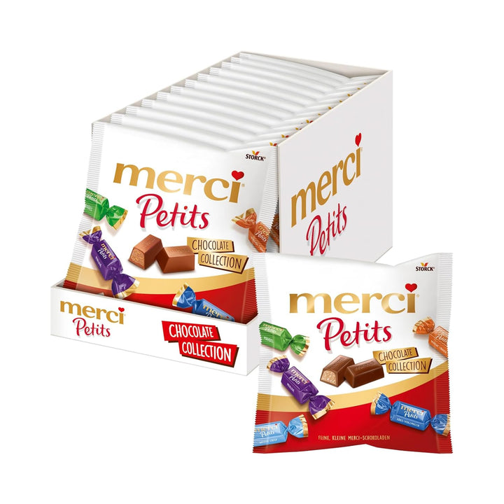 Merci Petits Chocolate Collection – 1 X 1000G – Mix Aus Nicht Gefüllten Und Gefüllten Schokoladen-Spezialitäten in Praktischer Runddose