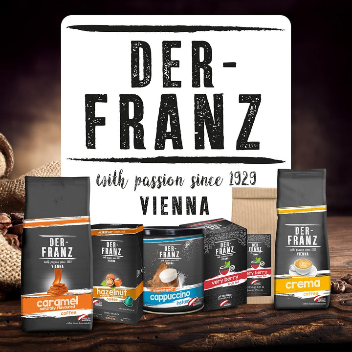 DER-FRANZ Kaffee Crema, Intensität 4/5, 100% Arabica, Ganze Kaffeebohnen, 4 X 1000 G