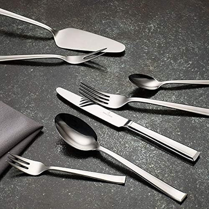 Villeroy & Boch – Victor Besteckset 68 Teilig Für 12 Personen Silber/Platin, Spülmaschinenfest, Rostfrei, Tafelbesteck, Besteck Set, Essbesteck, Gabel, Löffel, Messer, Küchen Besteck Set, Edelstahl