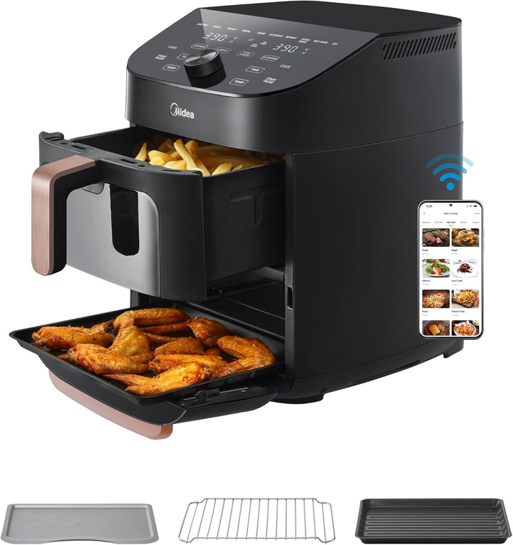 Midea Heißluftfritteuse 2L,1150W Airfryer, Frittieren Ohne Öl, Heißluft Fritteusen, Automatische Abschaltfunktion, Ölfrei, Leicht Zu Reinigen, Bpa-Frei, Schwarz