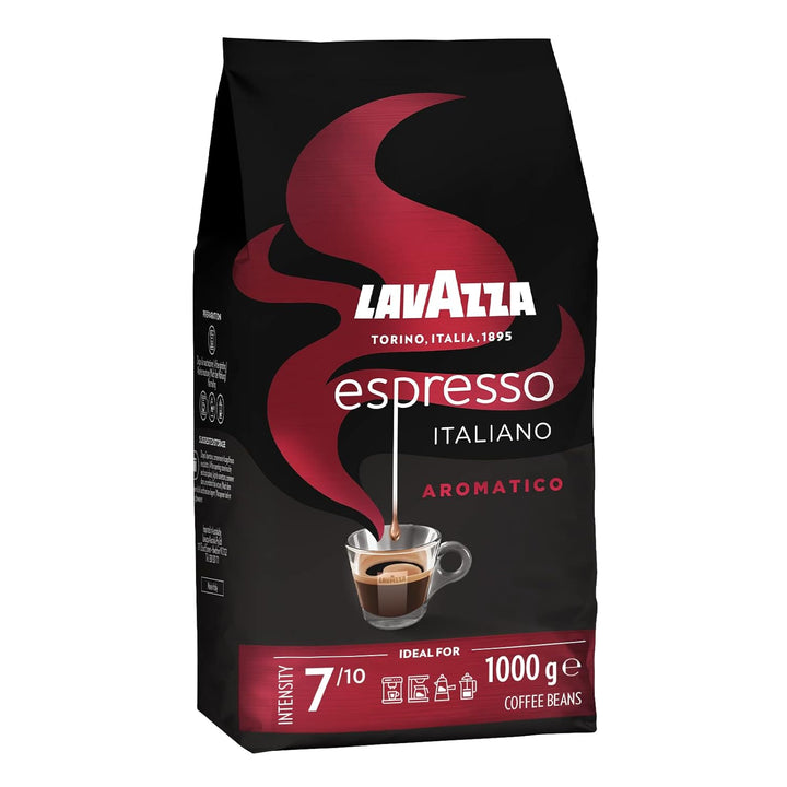 Lavazza, Espresso Maestro, Kaffeebohnen Für Espressomaschinen, Ausgewogener & Aromatischer Frucht- Und Blumengeschmack, Intensität 9/10, 100 % Bio Arabica & Robusta, Langsame & Sanfte Röstung, 1 Kg