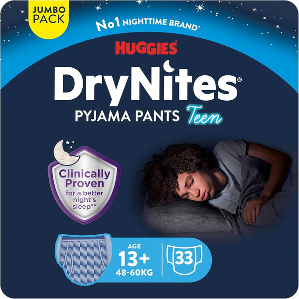 Huggies Drynites Nachtwindeln Bei Bettnässen, Für Jungen Ab 13 Bis Ca. 17 Jahre (48-60 KG), 33 Stück (3X11), Jumbo-Monatspack, Windel-Pants XL