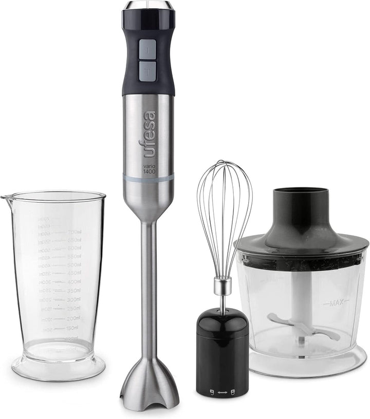 Ufesa Galaxy Max Stabmixer, Leistung 1200 W, 24 Geschwindigkeitsstufen + TURBO, 4 Hocheffiziente Klingen, Ergonomisches Und Spritzwassergeschütztes Design, Zubehör Inklusive, Bpa-Frei