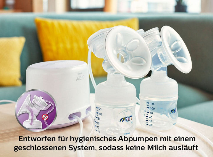 Philips Avent SCF334/02 Elektrische Doppel-Milchpumpe Für Mehr Milch Auf Natürliche Weise, Mit 2 Naturnah-Flaschen