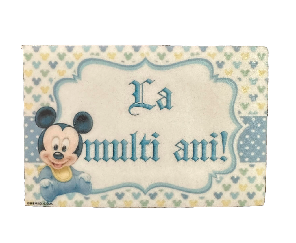 Decoratiune comestibila din zahar, Mickey Mouse - "La multi ani!" - Nati Shop 
