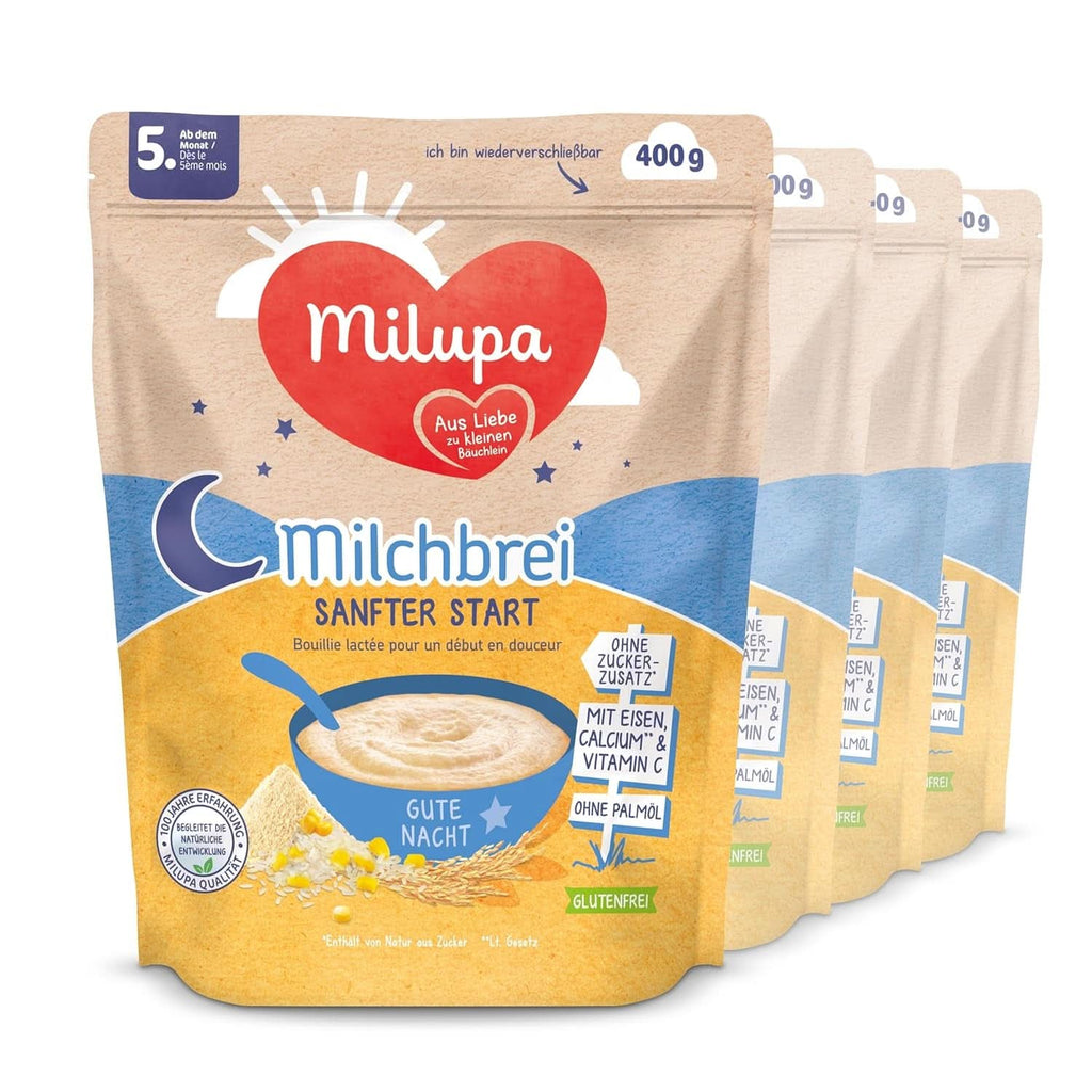 Milupa Milchbrei Sanfter Start – Glutenfreier Babybrei Ohne Palmöl – Frei Von Konservierungs- Und Farbstoffen – Ab Dem 5. Monat – 4 X 400 G