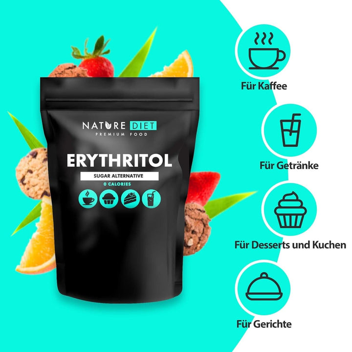 Nature Diet - Eritritol 2 X 1000 G | Îndulcitor natural | Zero calorii | Înlocuitor de zahăr