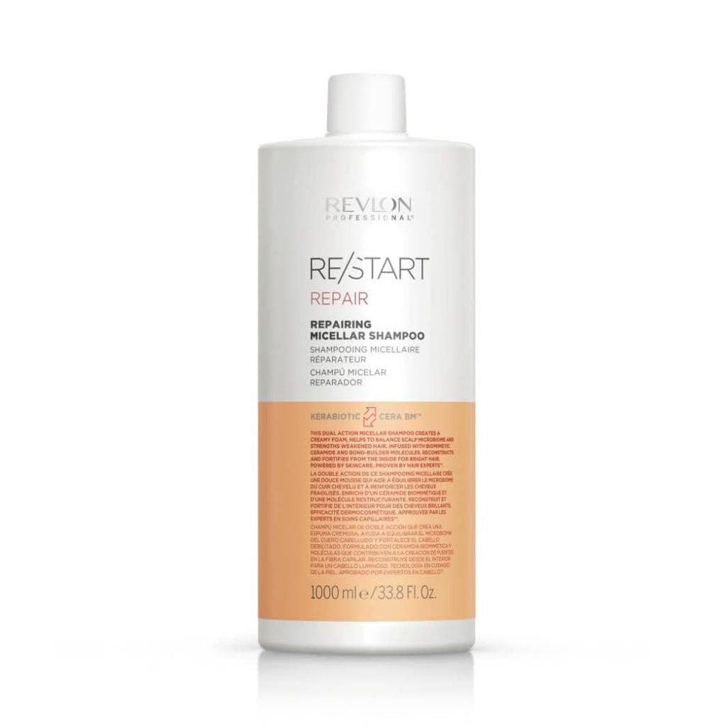 RE/START Repair Repairing Micellar Shampoo, 1000 Ml, Mizellen Shampoo Für Haar & Kopfhaut, Stärkendes Haarshampoo Für Aufbau & Reparatur, Cremiger Schaum Für Geschädigtes Haar