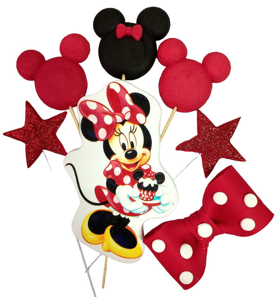 Set 7 decoratiuni comestibile din zahar, Minnie Mouse - Nati Shop 