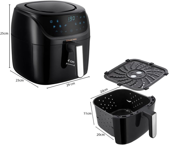 Russell Hobbs Heißluftfritteuse L 4L Rapid Airfryer [Sehr Kleines Gehäuse/7 Kochfunktionen/10 Programme] Satisfry (Spülmaschinenfest, Max 220°C, Fritteuse Ohne Öl, Grillen,Backen,Braten Etc) 27160-56