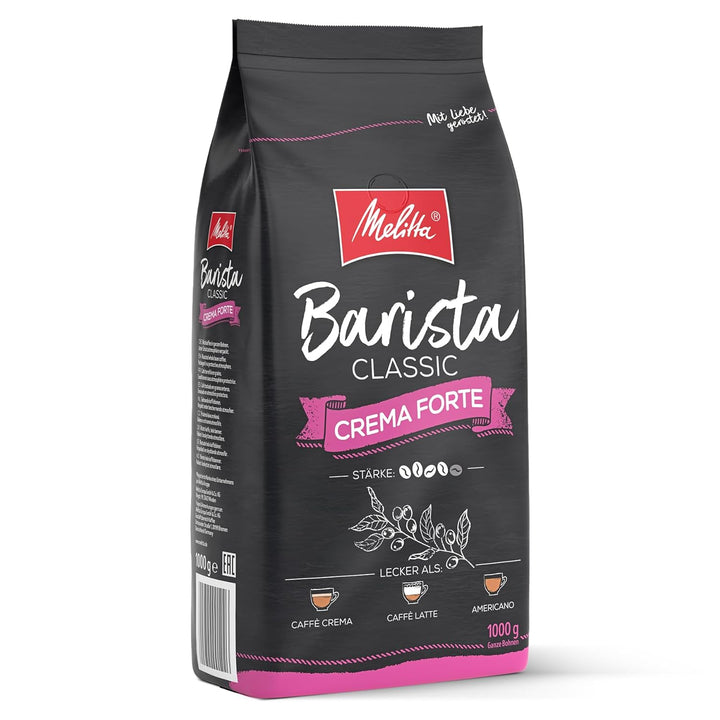 Melitta Barista Classic Espresso, Ganze Kaffee-Bohnen 1Kg, Ungemahlen, Kaffeebohnen Für Kaffee-Vollautomat, Kräftige Röstung, Stärke 5