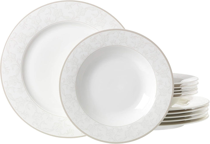 Ritzenhoff & Breker Kaffeeservice Isabella, 18-Teilig, Fine-China-Porzellangeschirr, Weiß Mit Ornamenten, 37 X 26 X 25 Cm