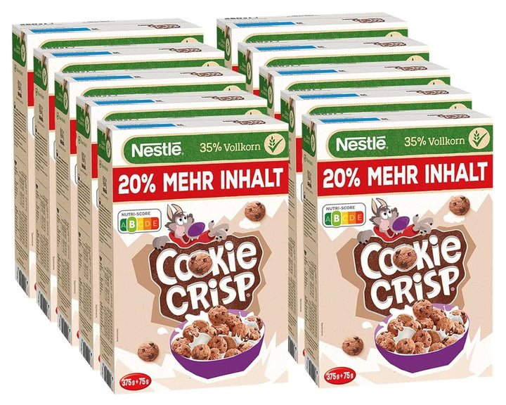 Cookie Crisp, cereale integrale sub formă de biscuiți pentru micul dejun al copiilor, pachet de 6 x 375 grame