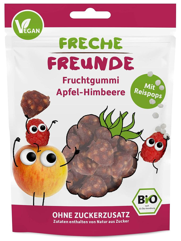 FRECHE FREUNDE Bio Fruchtgummi Apfel-Himbeere Mit Reispops, Bio Frucht Snack Für Kinder, Glutenfrei, Vegan, 20Er Pack (20 X 30G)