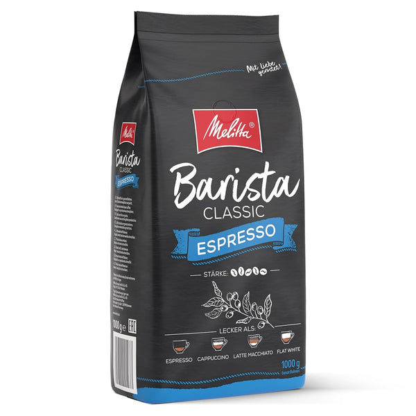 Melitta Barista Classic Espresso, Ganze Kaffee-Bohnen 1Kg, Ungemahlen, Kaffeebohnen Für Kaffee-Vollautomat, Kräftige Röstung, Stärke 5