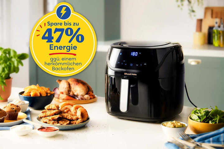 Russell Hobbs Heißluftfritteuse XXL 8L Rapid Airfryer [Kompaktes Gehäuse,7 Kochfunktionen,10 Programme] Satisfry (Spülmaschinenfest, Max 220°C, Fritteuse Ohne Öl, Grillen, Backen, Braten) 27170-56