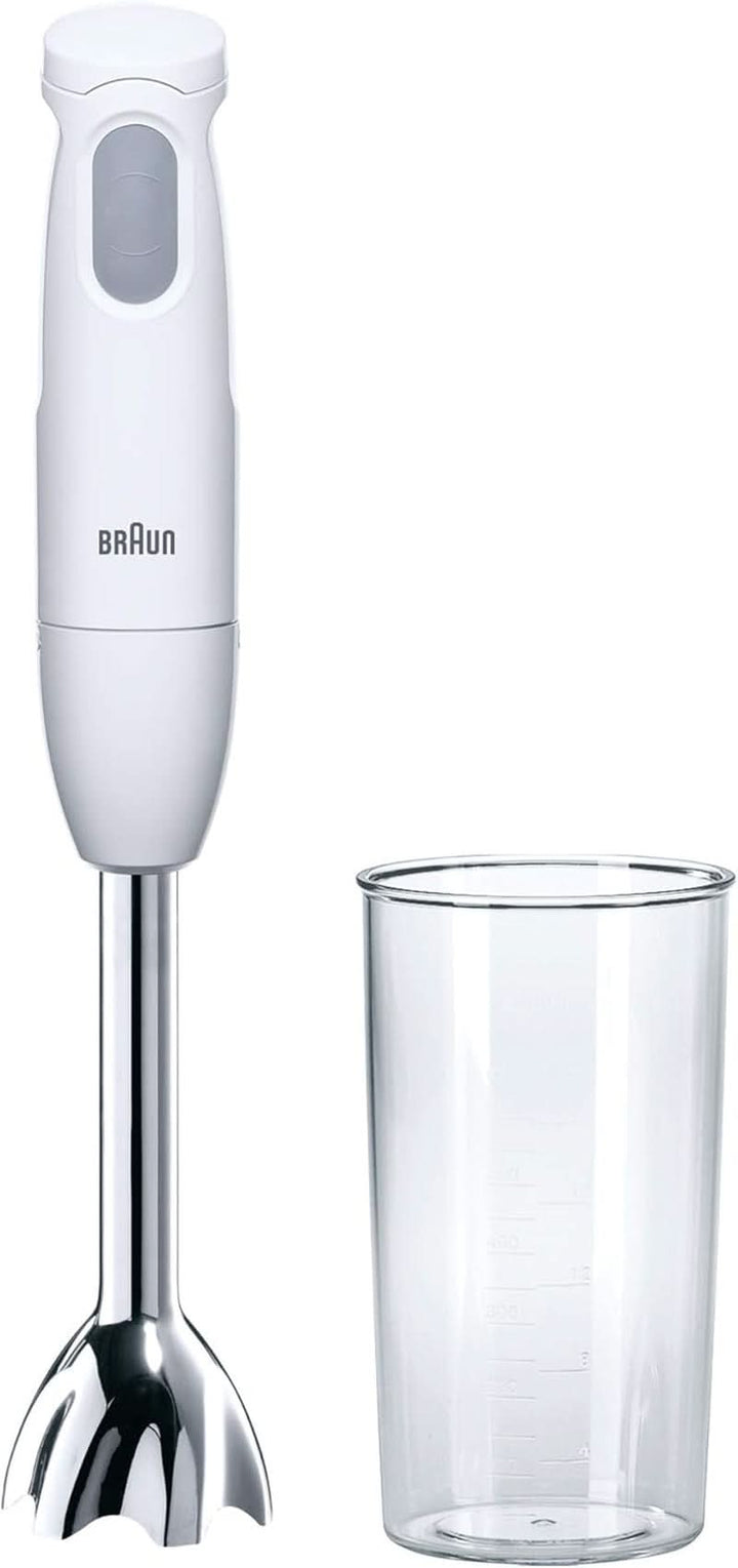 Braun Stabmixer MQ10.001M Multiquick 1 - Extra Leichter Pürierstab Mit Edelstahl-Mixfuß Und Easytwist System, Inkl. 600 Ml Mix- & Messbecher, 450 Watt, Weiß