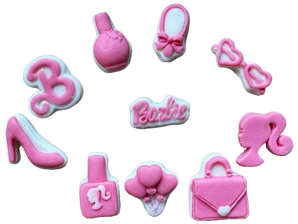 Lot de 10 décorations comestibles en pâte à sucre, Barbie