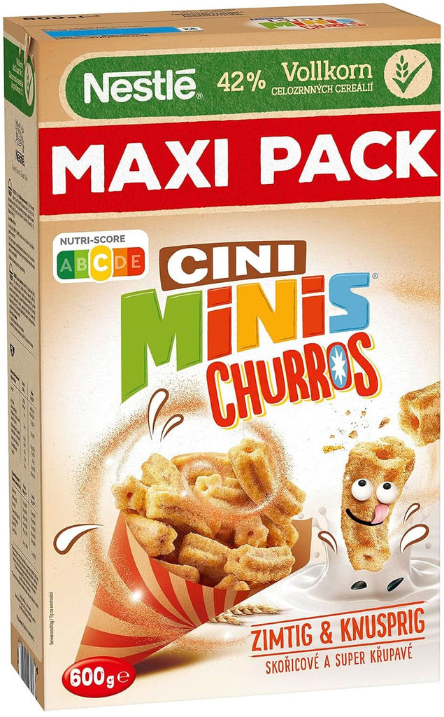 CINI MINIS Churros cereale pentru micul dejun cu 42% făină integrală, 360 grame