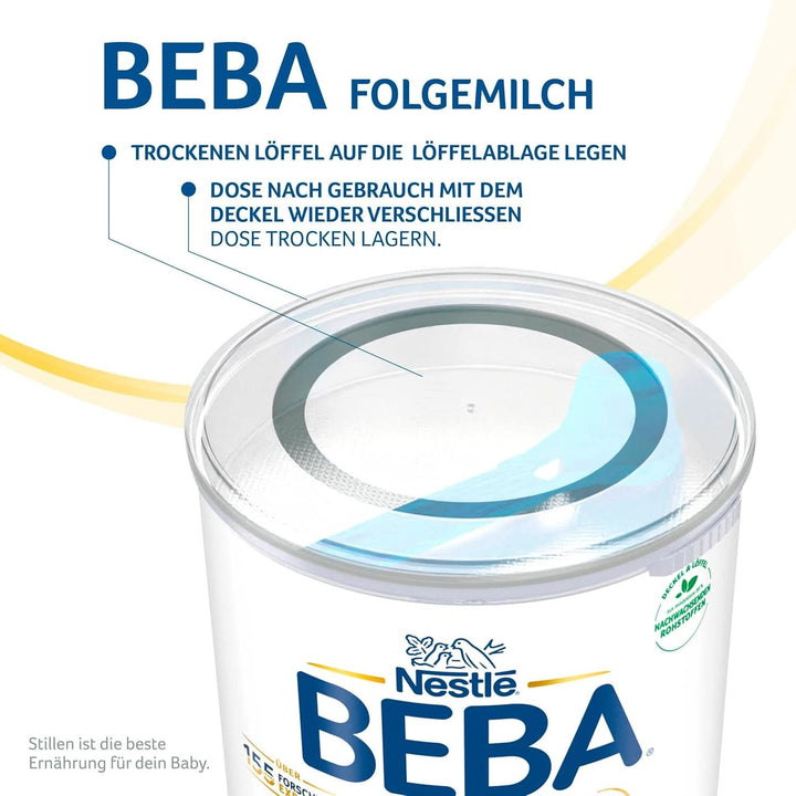 Nestle BEBA 2 Lapte praf de continuare după luna a 6-a, cu complex 5 HMO, numai lactoză, fără ulei de palmier, pachet de 3 (3 X 800G)