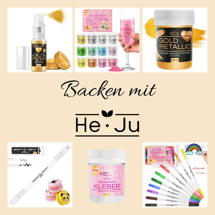 He-Ju Lebensmittelfarbe Gold Spray 10G, Goldpulver Essbar Vegan Und E171 Frei, Essbarer Glitzer Für Getränke