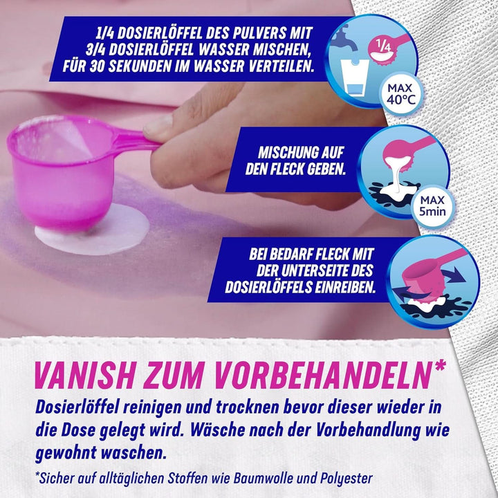 Vanish Oxi Action Powerwhite Powder - 1 X 1,125 Kg - pudră de îndepărtare a petelor și de îmbunătățire a rufelor fără clor - pentru rufe albe