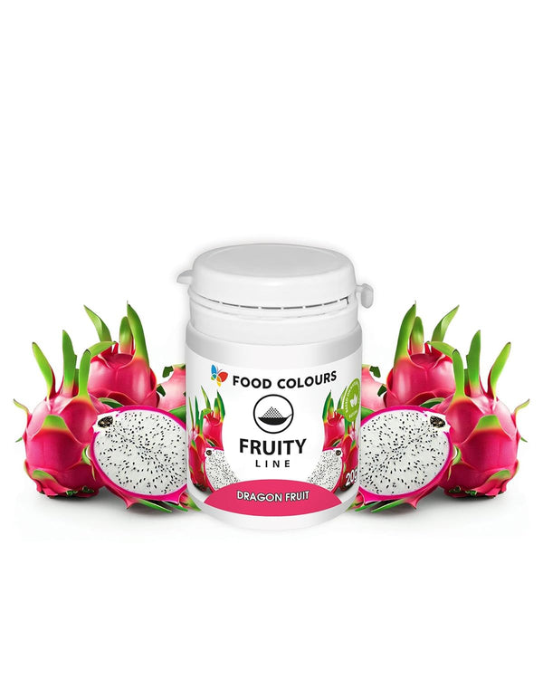 Natürliches Farbstoffpulver Fruity Line DRAGON FRUIT 20G Natürliches Färbepulver Für Cremes, Zuckerguss, Biskuitteig Lebensmittelfarbstoff in Pulverform Für Getränke, Gelees