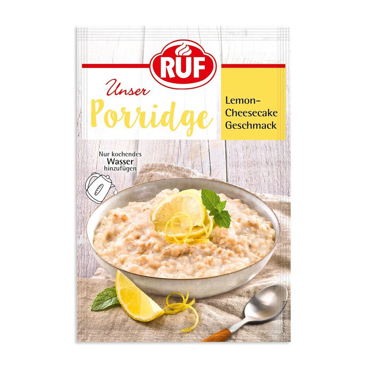 RUF Porridge Raspberry White Choc, Porridge instant cu bucăți de zmeură și ciocolată albă rasă, 65 de grame