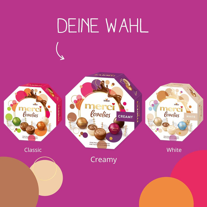 Merci Lovelies Creamy – 1 X 185G – Pralinenmischung Mit Gefüllten Schokoladen-Spezialitäten